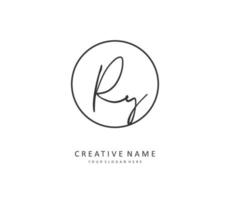 RY Initial letter handwriting and  signature logo. A concept handwriting initial logo with template element. vector