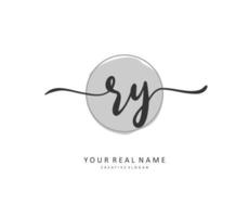 RY Initial letter handwriting and  signature logo. A concept handwriting initial logo with template element. vector