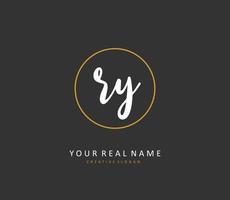 RY Initial letter handwriting and  signature logo. A concept handwriting initial logo with template element. vector