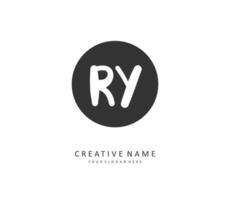 RY Initial letter handwriting and  signature logo. A concept handwriting initial logo with template element. vector