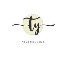 TY Initial letter handwriting and  signature logo. A concept handwriting initial logo with template element. vector