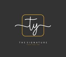 TY Initial letter handwriting and  signature logo. A concept handwriting initial logo with template element. vector