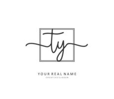 TY Initial letter handwriting and  signature logo. A concept handwriting initial logo with template element. vector