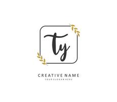 TY Initial letter handwriting and  signature logo. A concept handwriting initial logo with template element. vector