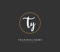 TY Initial letter handwriting and  signature logo. A concept handwriting initial logo with template element. vector