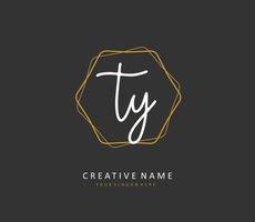 TY Initial letter handwriting and  signature logo. A concept handwriting initial logo with template element. vector