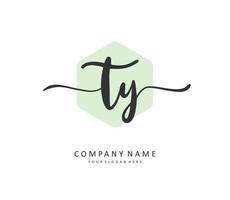 TY Initial letter handwriting and  signature logo. A concept handwriting initial logo with template element. vector