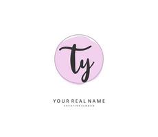 TY Initial letter handwriting and  signature logo. A concept handwriting initial logo with template element. vector