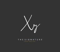 XY Initial letter handwriting and  signature logo. A concept handwriting initial logo with template element. vector
