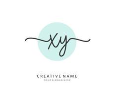 XY Initial letter handwriting and  signature logo. A concept handwriting initial logo with template element. vector
