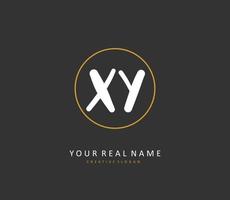 XY Initial letter handwriting and  signature logo. A concept handwriting initial logo with template element. vector