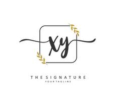 XY Initial letter handwriting and  signature logo. A concept handwriting initial logo with template element. vector