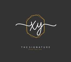 XY Initial letter handwriting and  signature logo. A concept handwriting initial logo with template element. vector