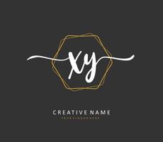 XY Initial letter handwriting and  signature logo. A concept handwriting initial logo with template element. vector