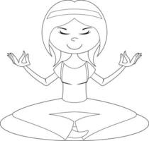 linda dibujos animados meditando yoga niña ilustración vector