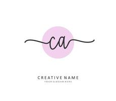 C A CA Initial letter handwriting and  signature logo. A concept handwriting initial logo with template element. vector