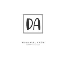 DA Initial letter handwriting and  signature logo. A concept handwriting initial logo with template element. vector