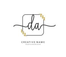 DA Initial letter handwriting and  signature logo. A concept handwriting initial logo with template element. vector