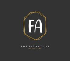 F A FA Initial letter handwriting and  signature logo. A concept handwriting initial logo with template element. vector