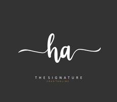 H A HA Initial letter handwriting and  signature logo. A concept handwriting initial logo with template element. vector