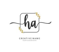 H A HA Initial letter handwriting and  signature logo. A concept handwriting initial logo with template element. vector