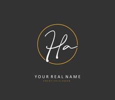 H A HA Initial letter handwriting and  signature logo. A concept handwriting initial logo with template element. vector