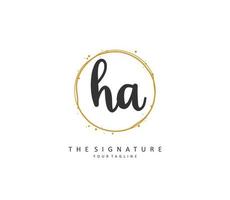 H A HA Initial letter handwriting and  signature logo. A concept handwriting initial logo with template element. vector