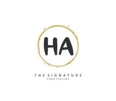 H A HA Initial letter handwriting and  signature logo. A concept handwriting initial logo with template element. vector