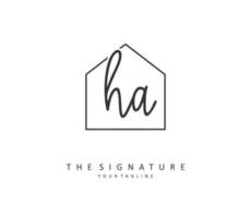 H A HA Initial letter handwriting and  signature logo. A concept handwriting initial logo with template element. vector