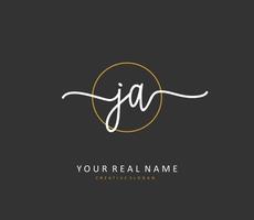 J A JA Initial letter handwriting and  signature logo. A concept handwriting initial logo with template element. vector