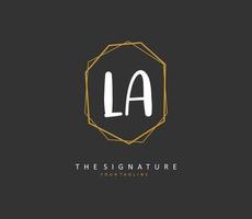 L A LA Initial letter handwriting and  signature logo. A concept handwriting initial logo with template element. vector