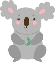 Adorable and Cute Koala Flat Vector Illustration