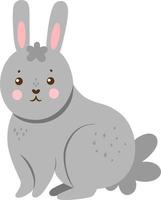 Adorable and Cute Rabbit Flat Vector Illustration