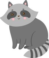 Adorable and Cute Raccoon Flat Vector Illustration