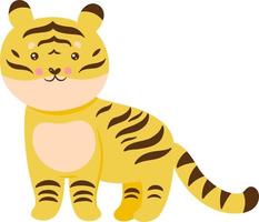 adorable y linda Tigre plano vector ilustración