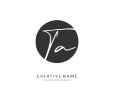 T A TA Initial letter handwriting and  signature logo. A concept handwriting initial logo with template element. vector