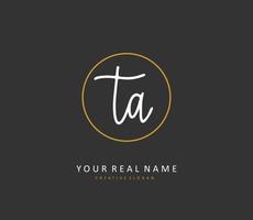 T A TA Initial letter handwriting and  signature logo. A concept handwriting initial logo with template element. vector