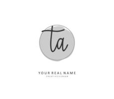 T A TA Initial letter handwriting and  signature logo. A concept handwriting initial logo with template element. vector