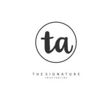 T A TA Initial letter handwriting and  signature logo. A concept handwriting initial logo with template element. vector