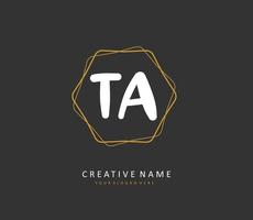 T A TA Initial letter handwriting and  signature logo. A concept handwriting initial logo with template element. vector