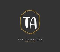 T A TA Initial letter handwriting and  signature logo. A concept handwriting initial logo with template element. vector