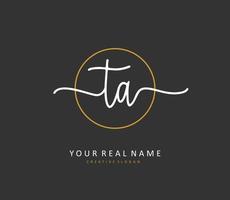 T A TA Initial letter handwriting and  signature logo. A concept handwriting initial logo with template element. vector