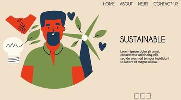 Sustainable environment landing page. ESG concept. Vector illustration for website, template banner