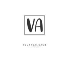 V A VA Initial letter handwriting and  signature logo. A concept handwriting initial logo with template element. vector