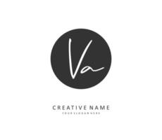 V A VA Initial letter handwriting and  signature logo. A concept handwriting initial logo with template element. vector