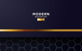 premium dark blue overlap background banner design. Realistic overlap layer on black textured background with golden line. vector