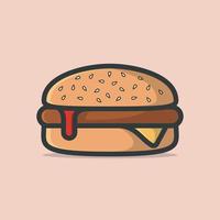 Burger cheese cartoon vector icon illustration. food object icon concept