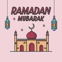 caricaturesco diseño Ramadán antecedentes con mezquita vector