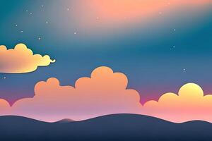 Beautiful colorful sky blue cloud minimalist illustration background and backdrop. Material design element and 3d render. photo