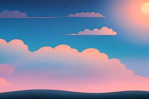 Beautiful colorful sky blue cloud minimalist illustration background and backdrop. Material design element and 3d render. photo